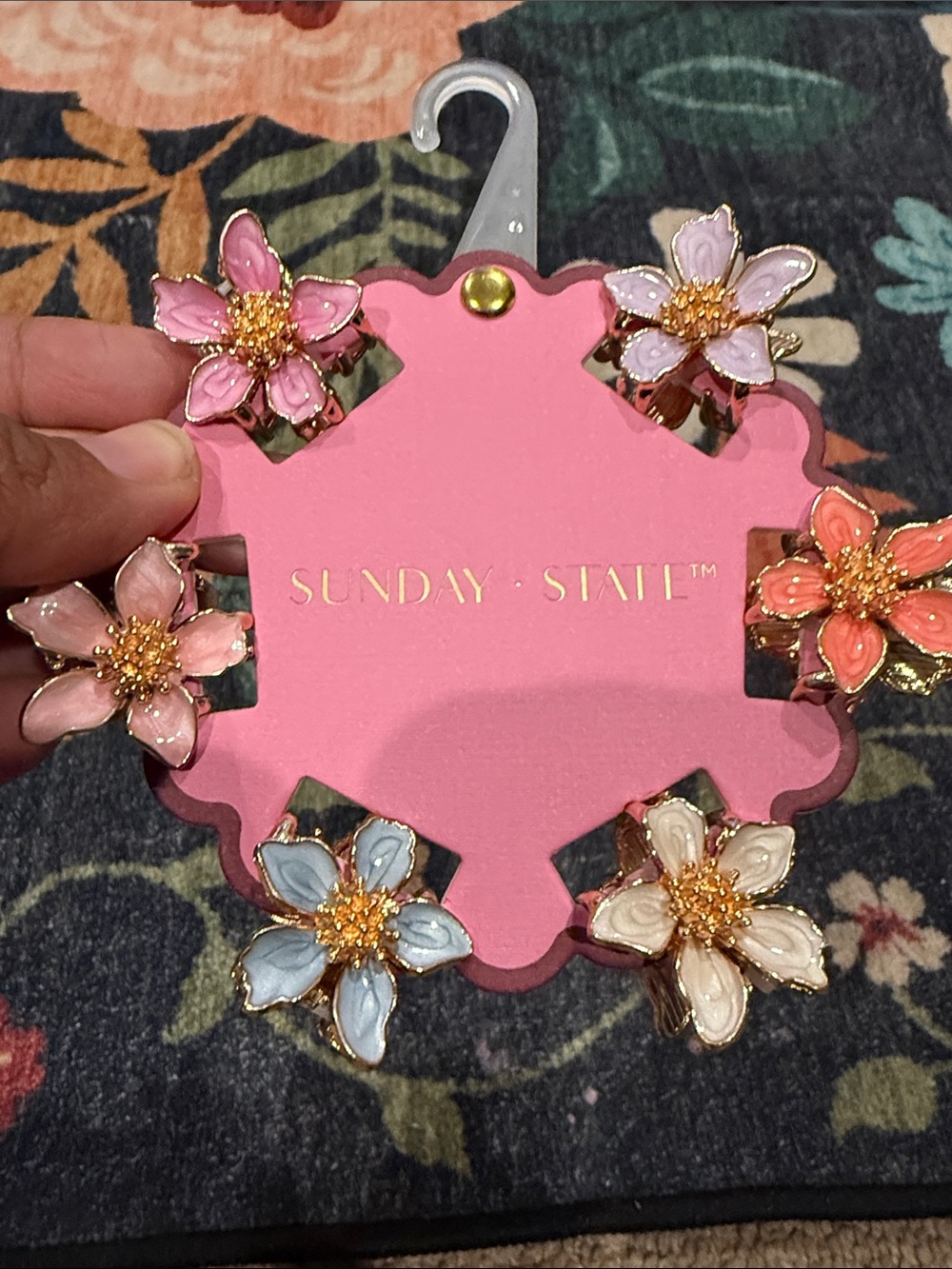 Sunday State Floral Enamel Hair Clips